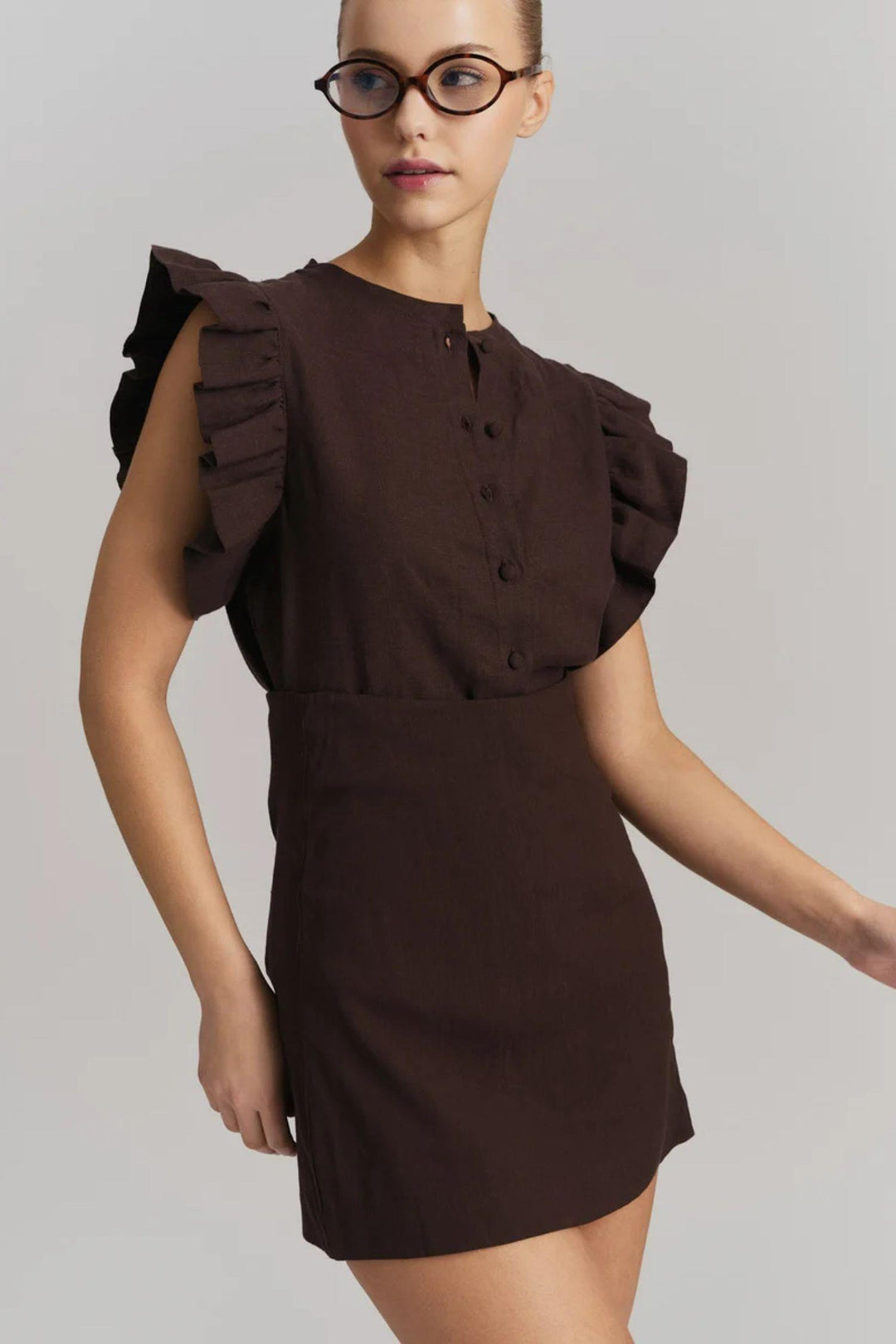 Pauline Linen Shirt Dark Brown