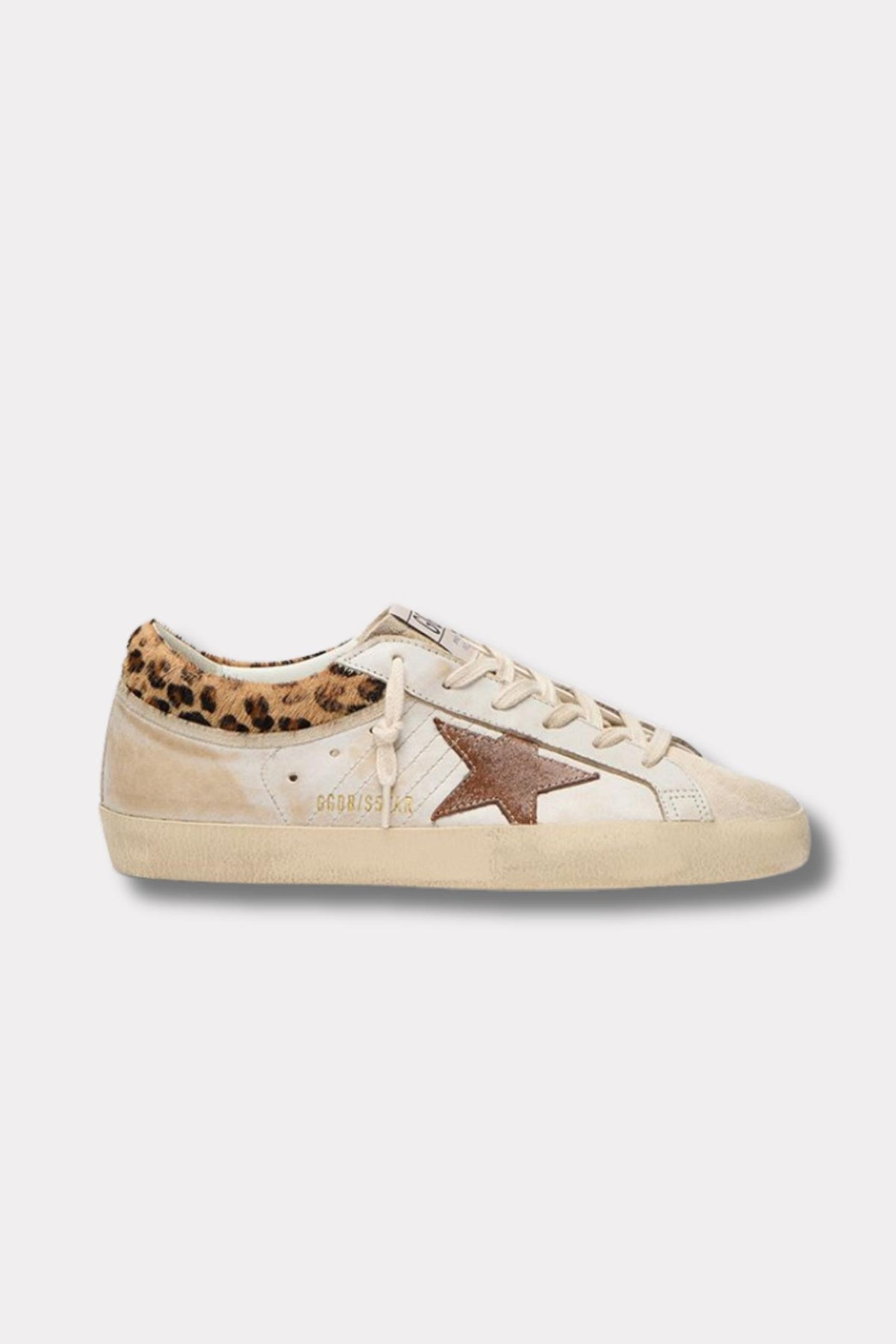 Super Star Leather Upper Horsy Leo Printed Collar Suede Star- white beige/seedpearl/beige brown leo/