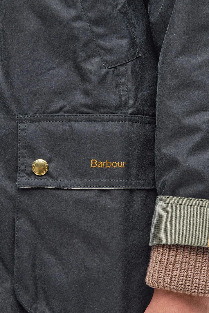 Long Beadnell Wax Jacket- Sage