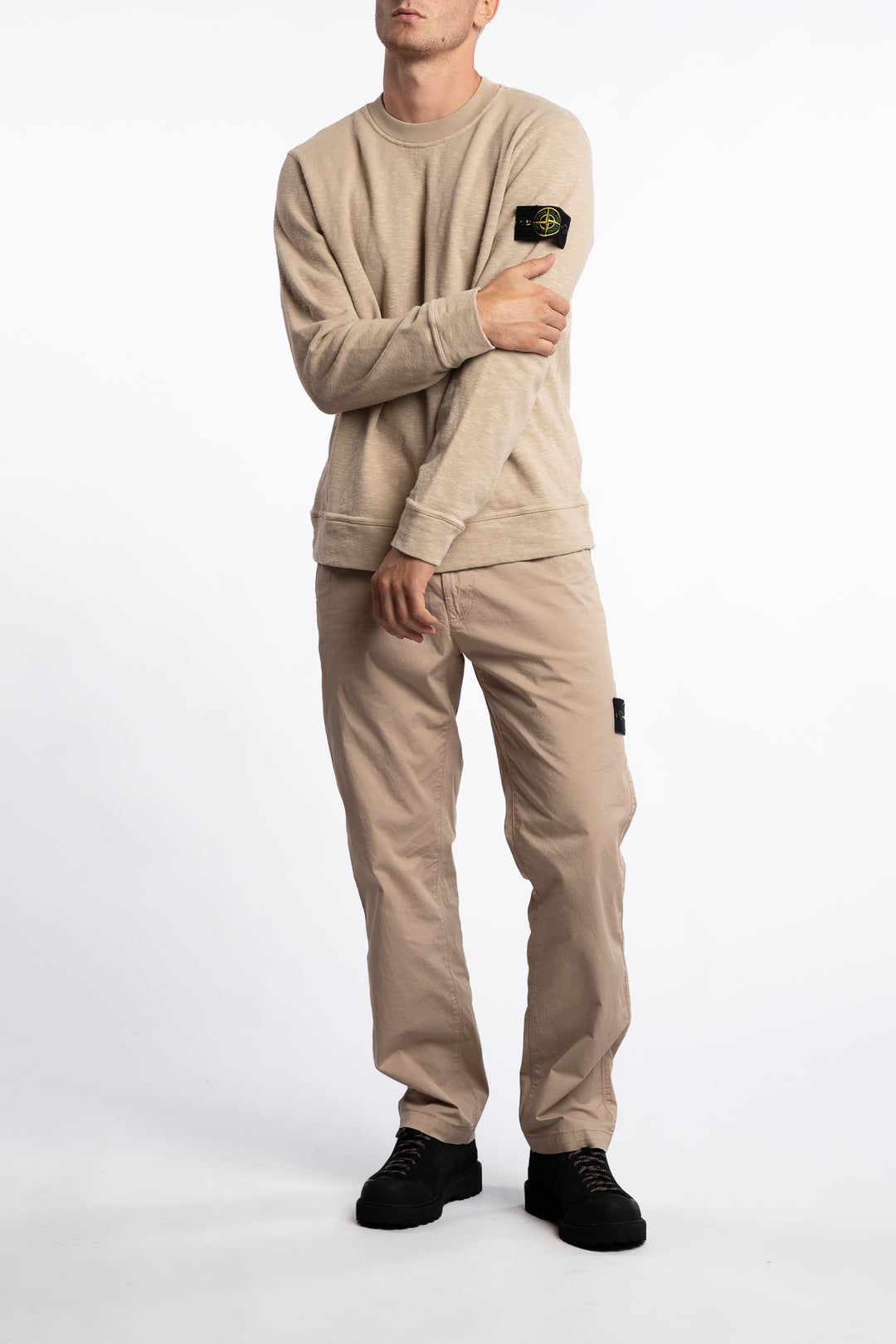 6100053 Vanisé Brushed Heavy Cotton Jersey Crewneck Desert