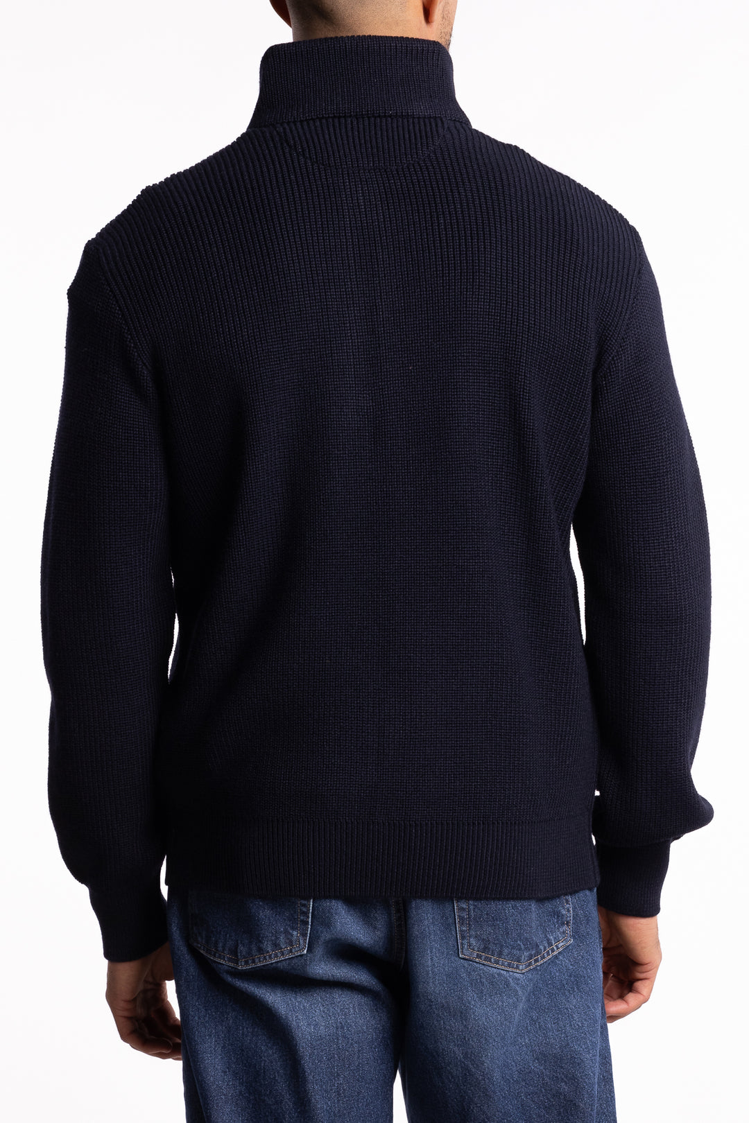 Bio Viscose Half Zip Sweater With Typhoon Details Navy