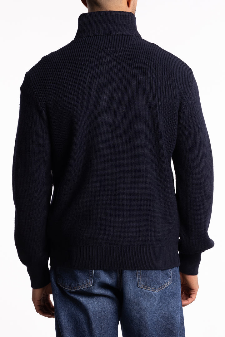 Bio Viscose Half Zip Sweater With Typhoon Details Navy