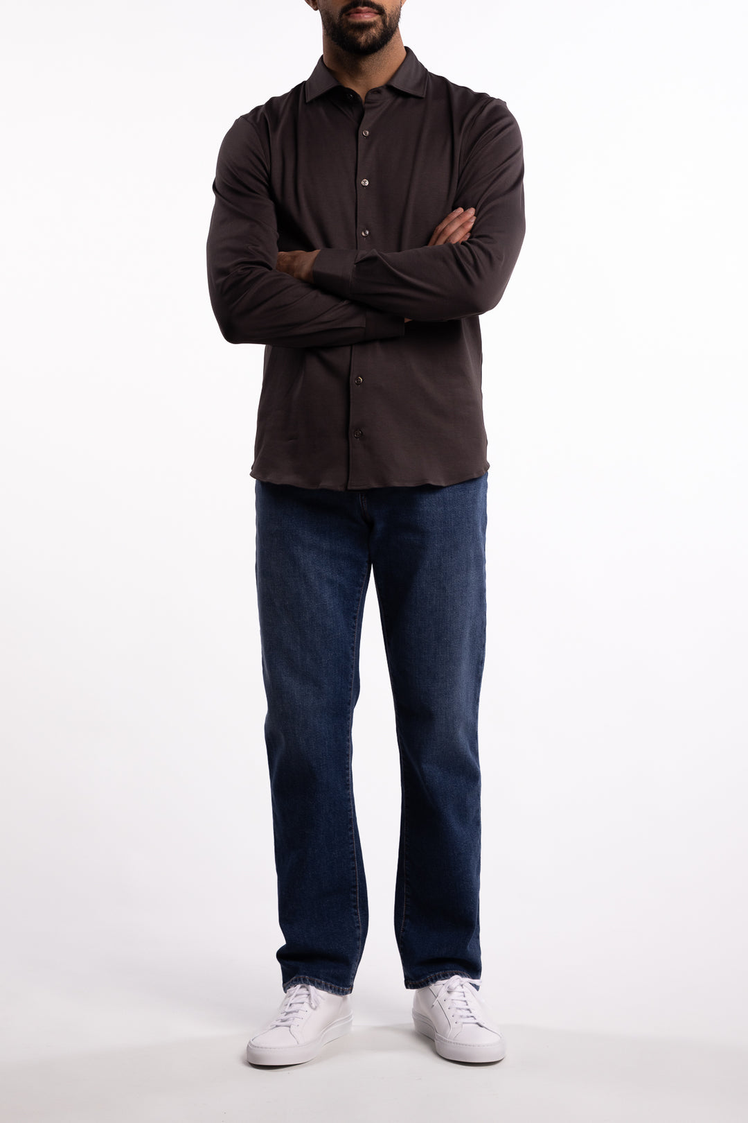 Cotton Stretch Shirt Brown