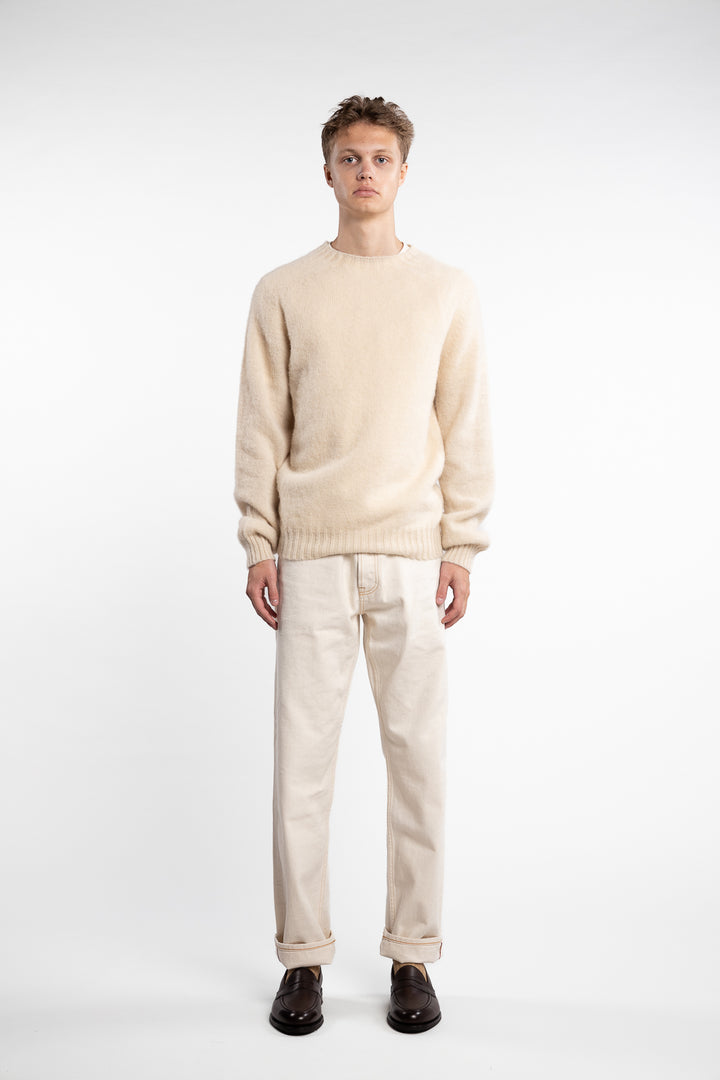 Brushed Shetland Crew Neck Jumper Cream