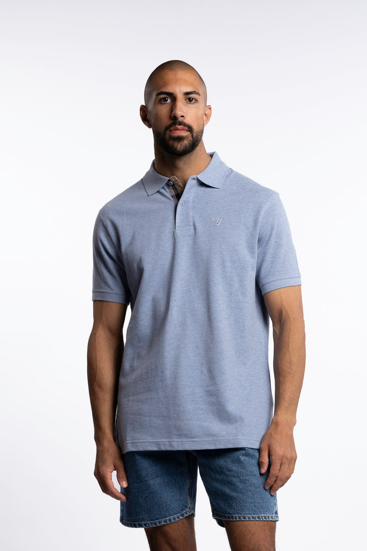 Tartan Pique Polo Shirt Sky Marl/Dress