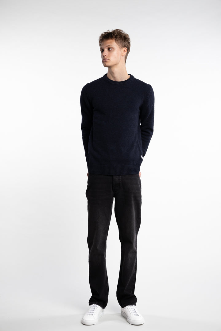 Lambswool O-Neck Knit Navy