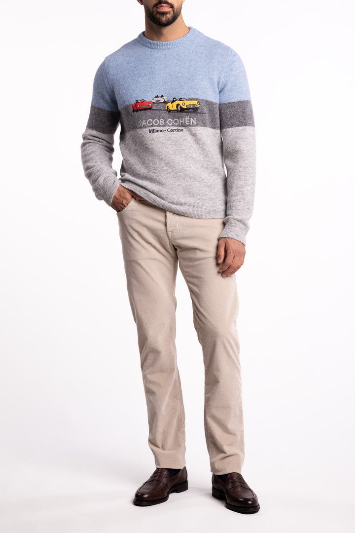 Nick Slim Fit Corduroy Trousers Light Grey