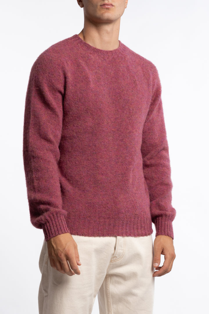 Brushed Shetland Crew Neck Jumper Zinnia Pink