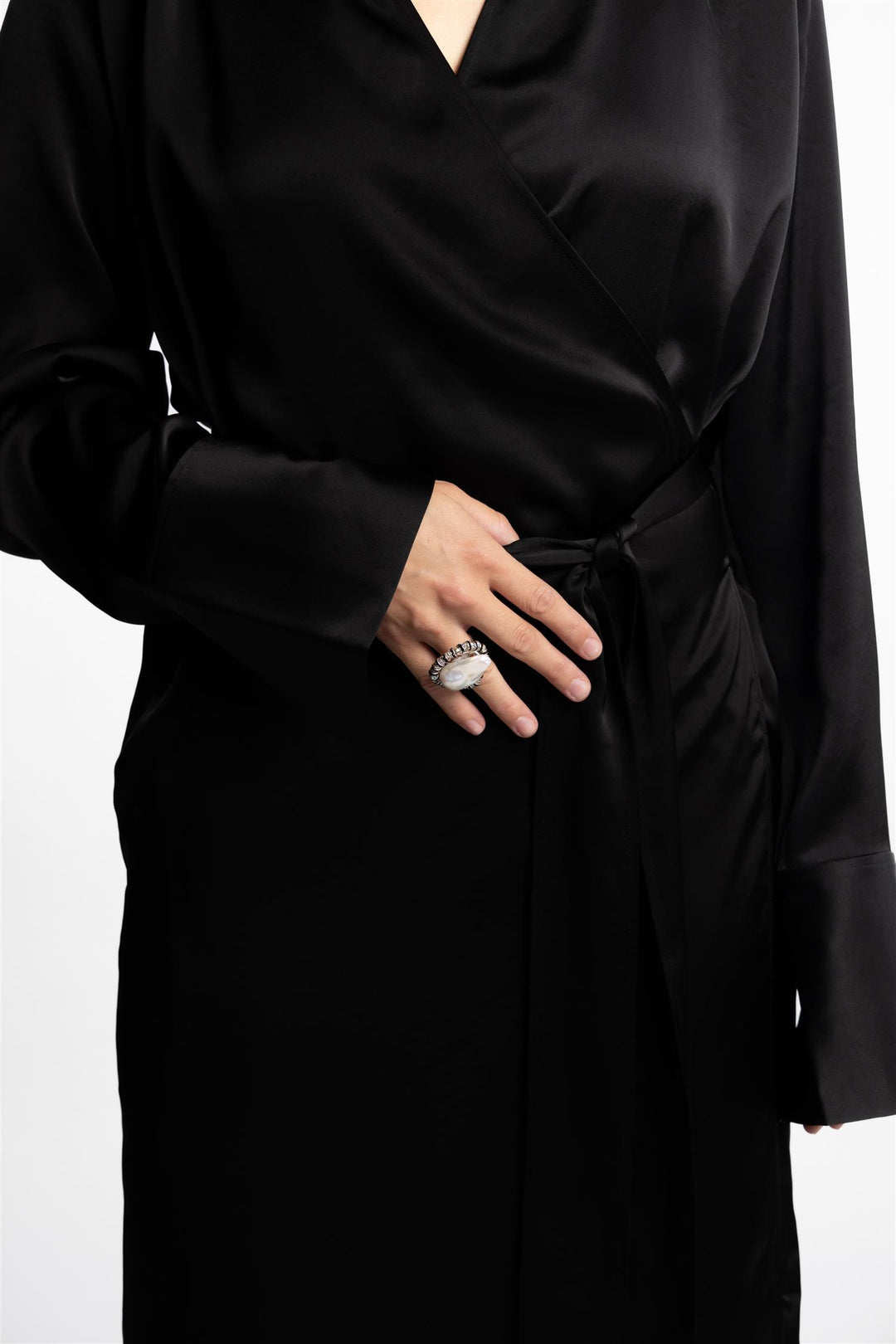 Wrap Shirt Dress- Black