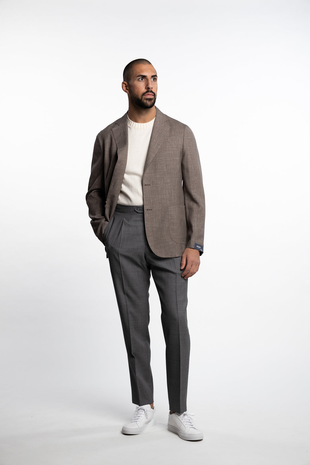 Wool/Silk/Linen Easywear Blazer Beige