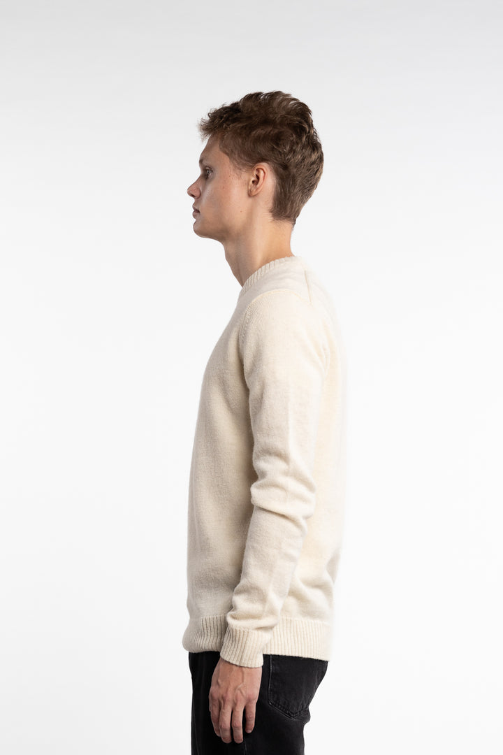 Lambswool O-Neck Knit Off White Melange