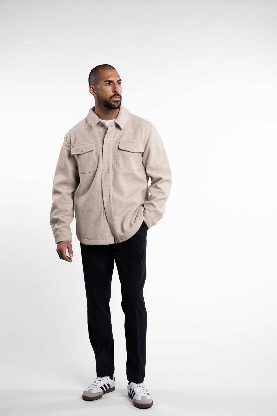 Dean Bonded Overshirt Soft Sand Melange