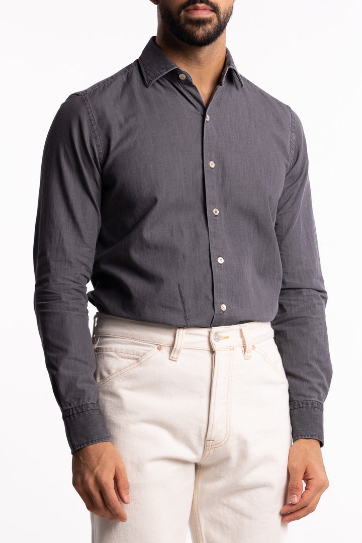 Cotton Chambray Shirt Light Grey Denim