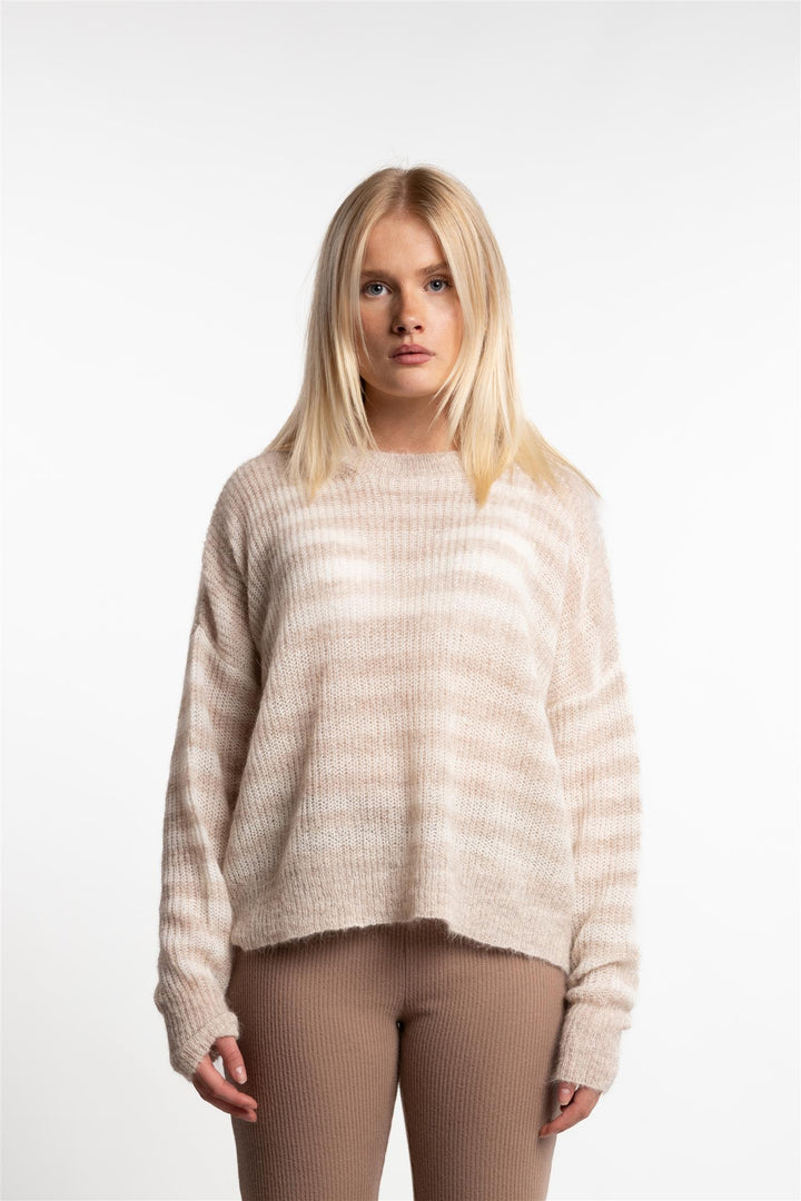 Flora RN Sweater- Beige Stripe