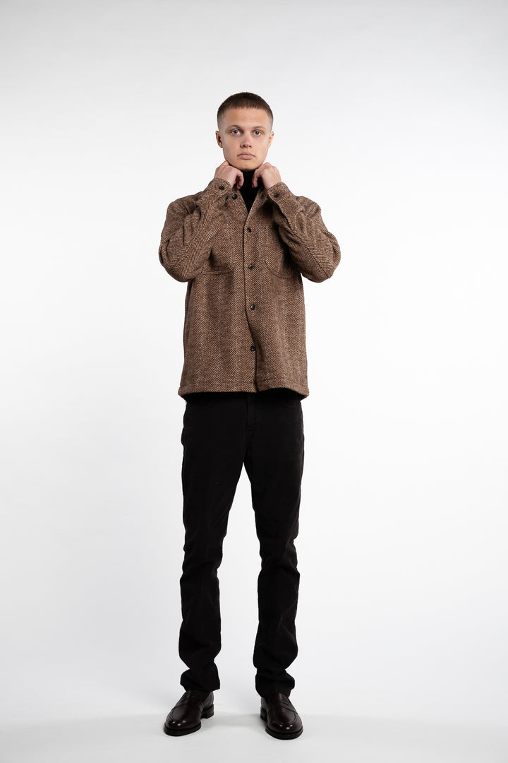 Milian Herringbone Overshirt Coffee Brown/Dark Sand