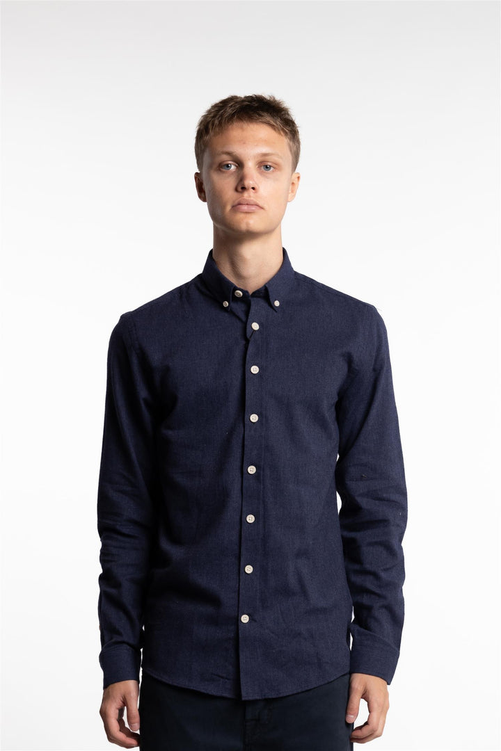 Mélange Brushed Shirt Navy