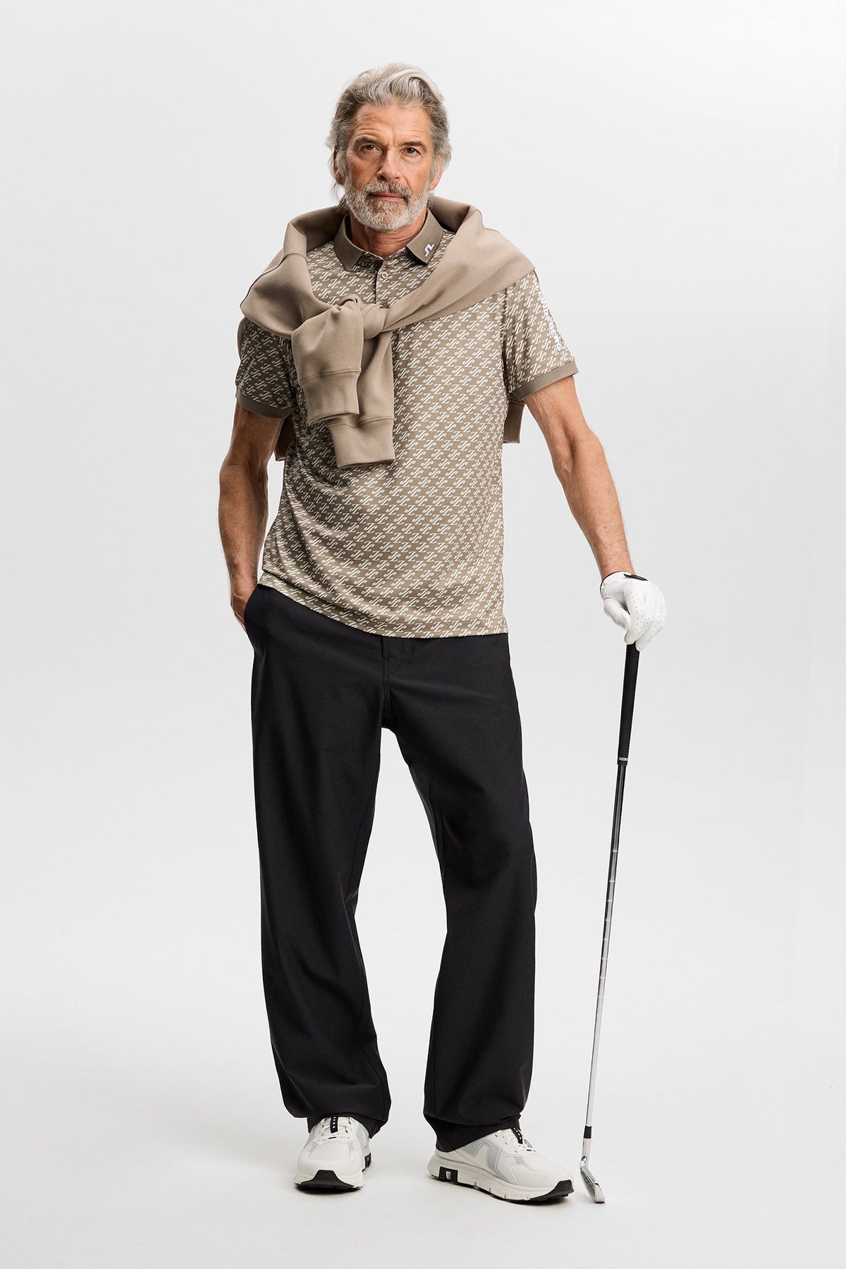 Tour Tech Print Polo Cardi Jacquard S Brindle