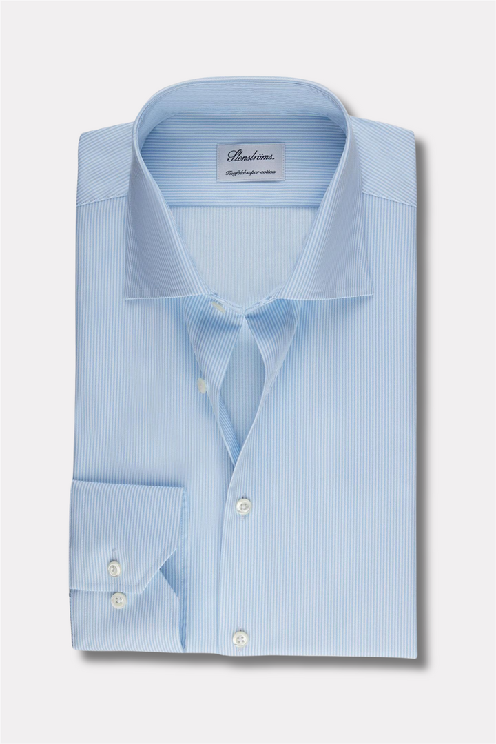 Regular Pinstriped Twill Shirt Light Blue