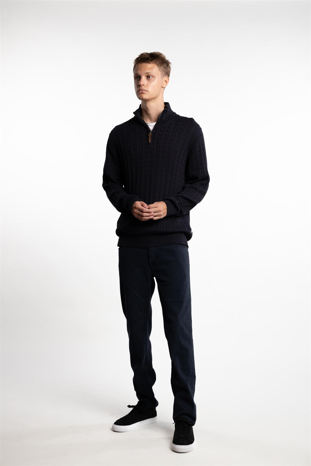 Half Zip Cable Knit Navy