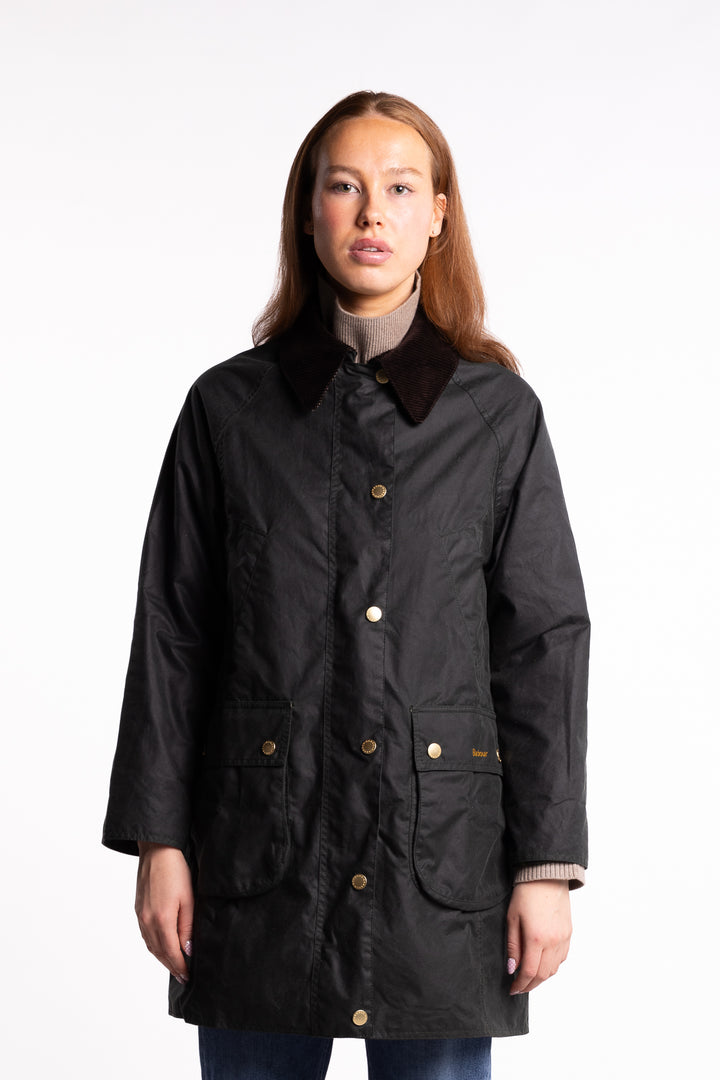 Long Beadnell Wax Jacket- Sage