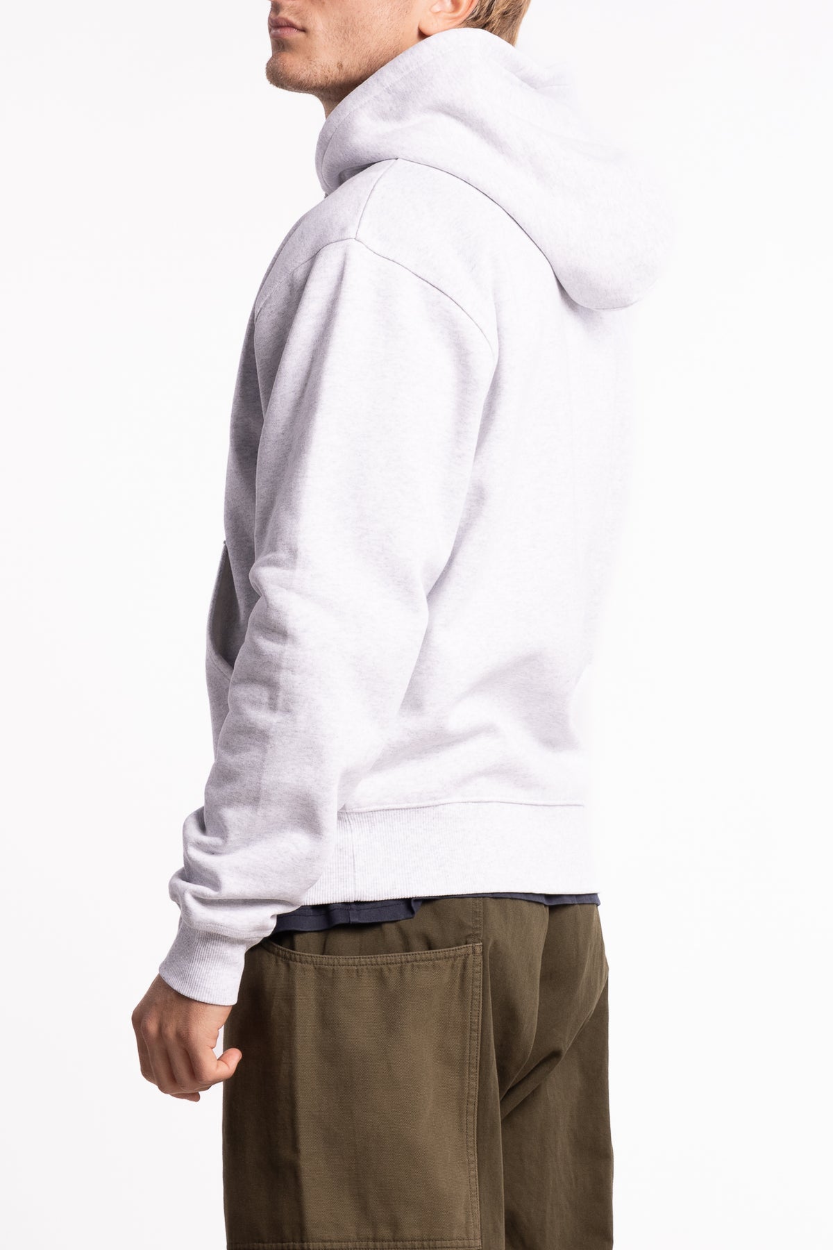 One Point Zip Hooded Sweatshirt Heather Ash