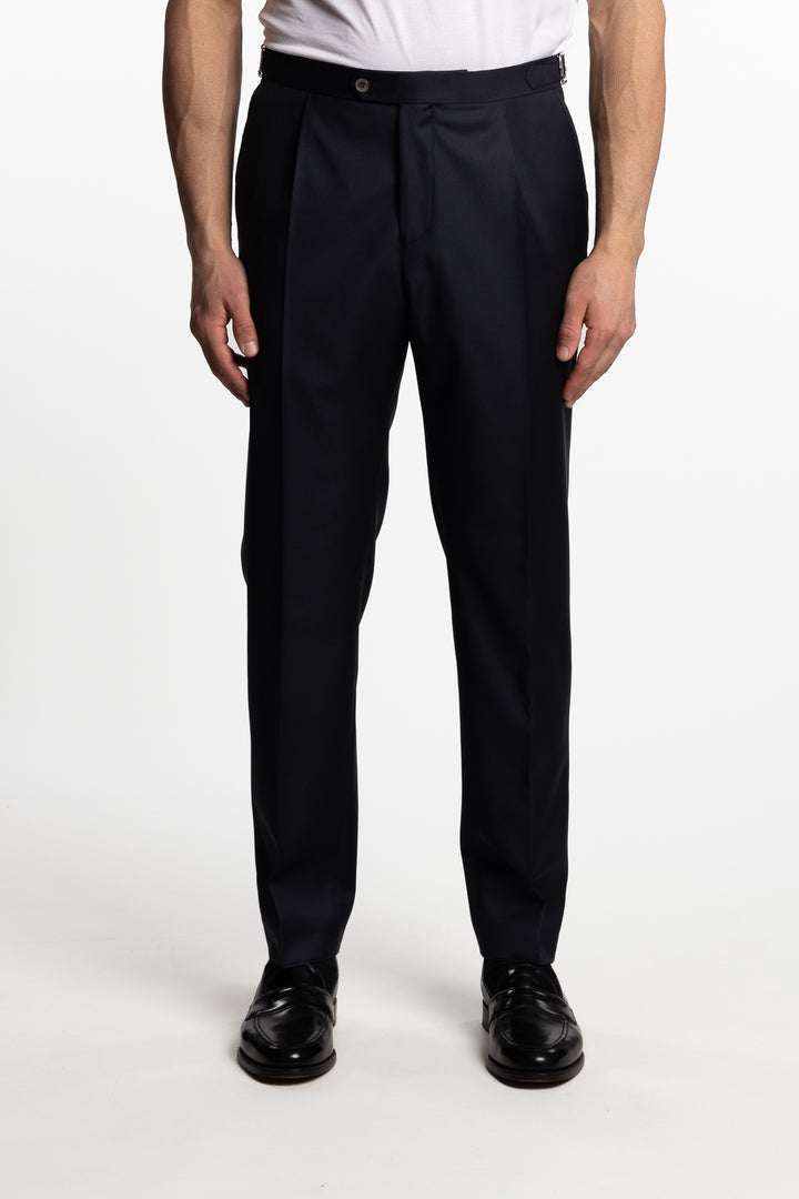 Prato Pleated Wool Trousers Ink Blue