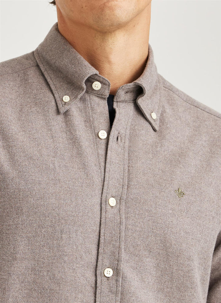 Twill Flannel Classic Fit Shirt Brown