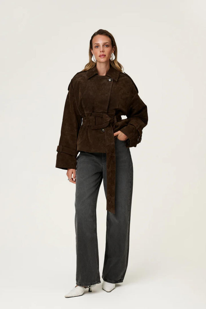York Cropped Trench- Dark brown