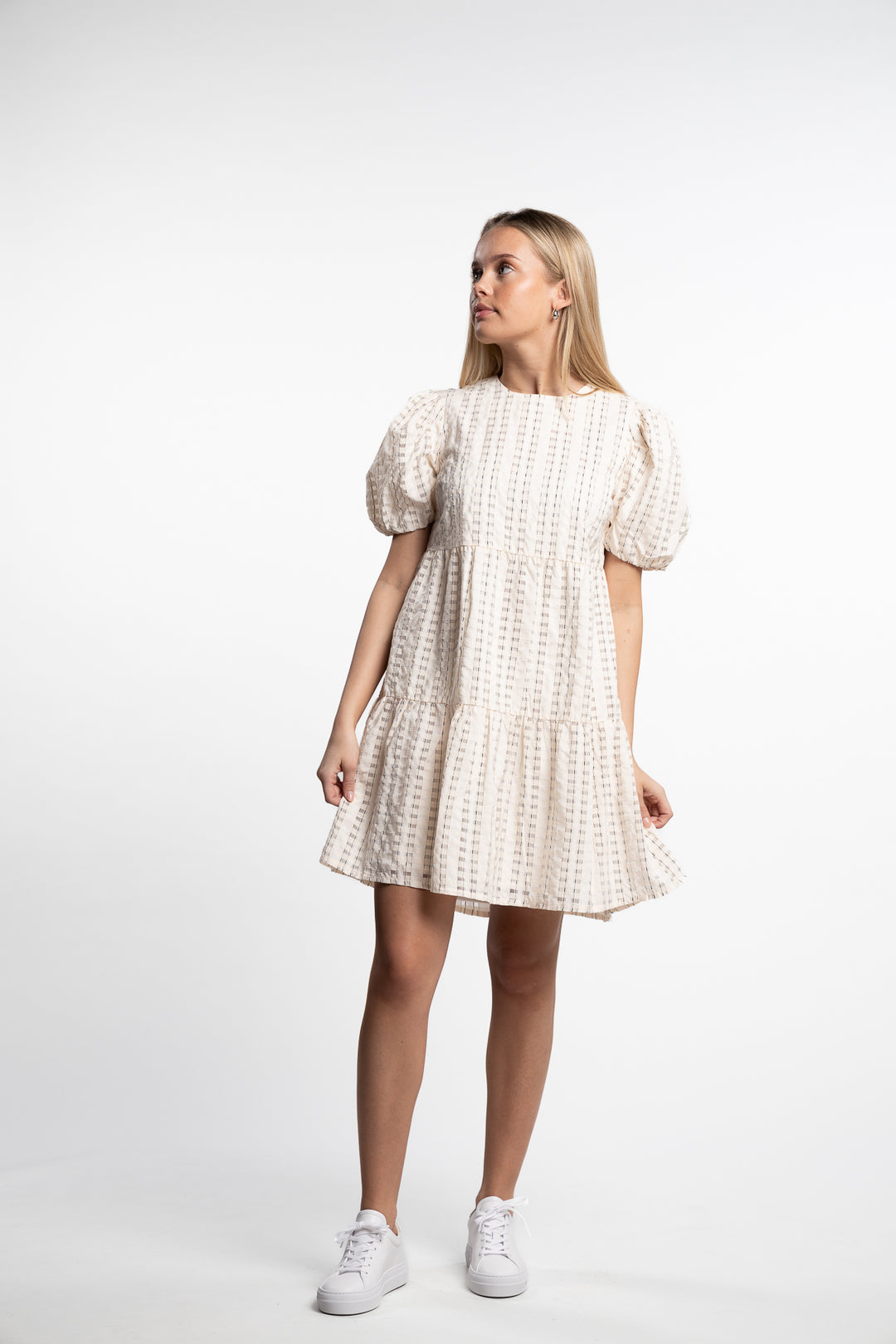 Santina Dress- Cream Check