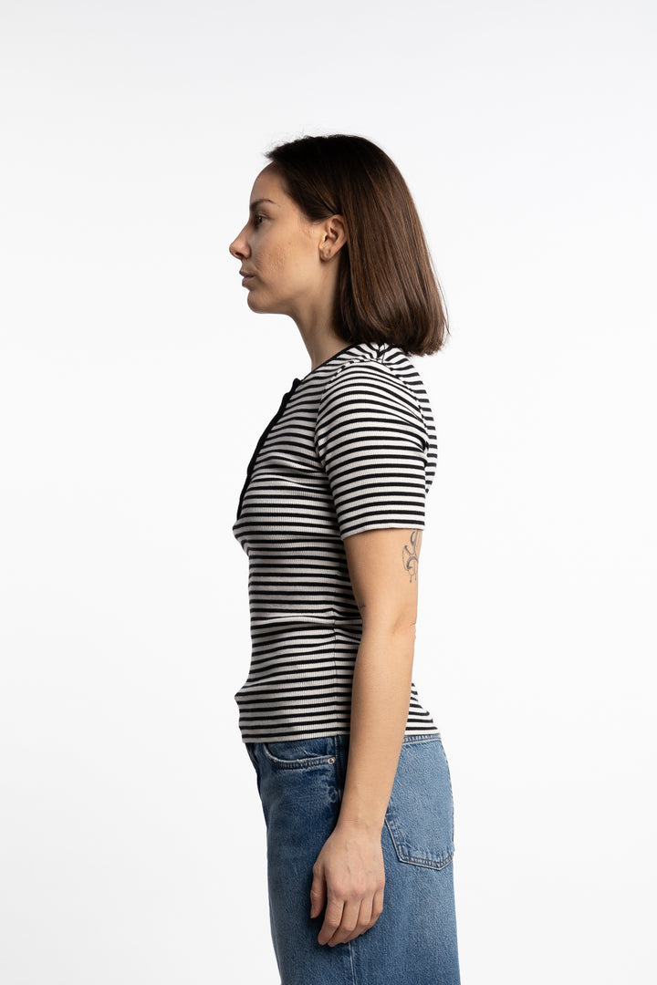 Alessia Tee - Cream and Black Stripe