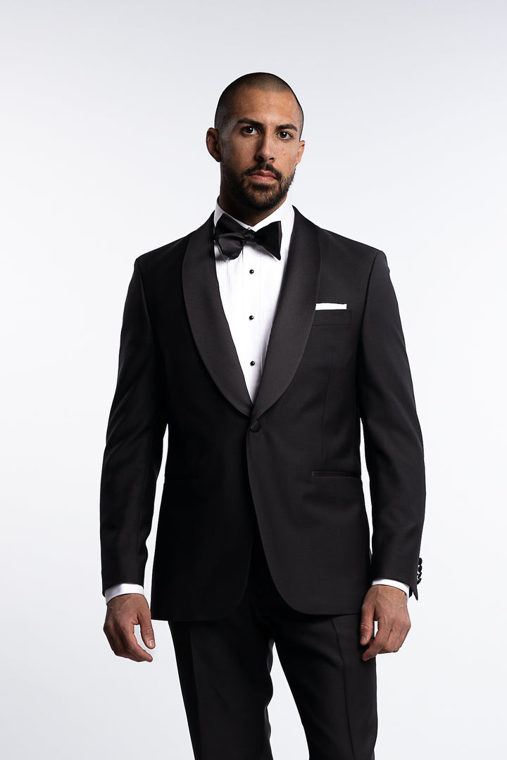 Figaro Regular Fit Tuxedo Blazer Black