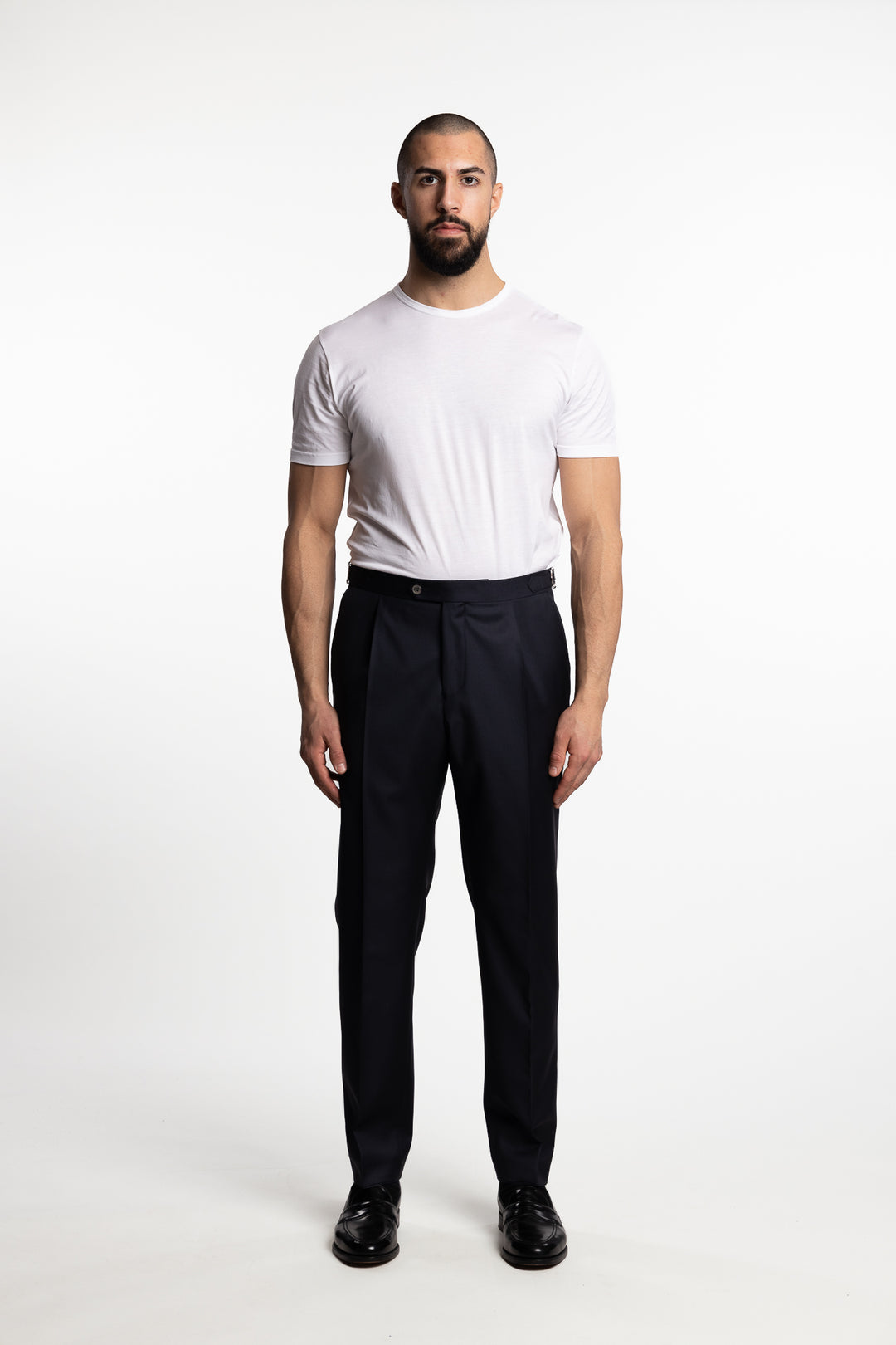 Prato Pleated Wool Trousers Ink Blue