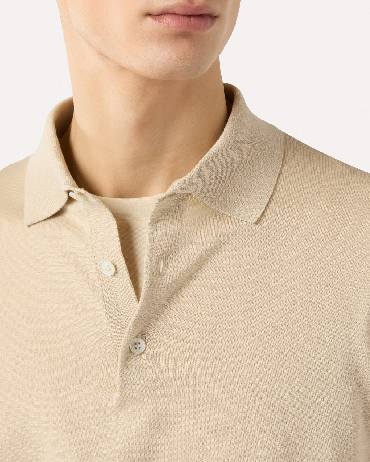 Knitted Cotton Polo Shirt Cream