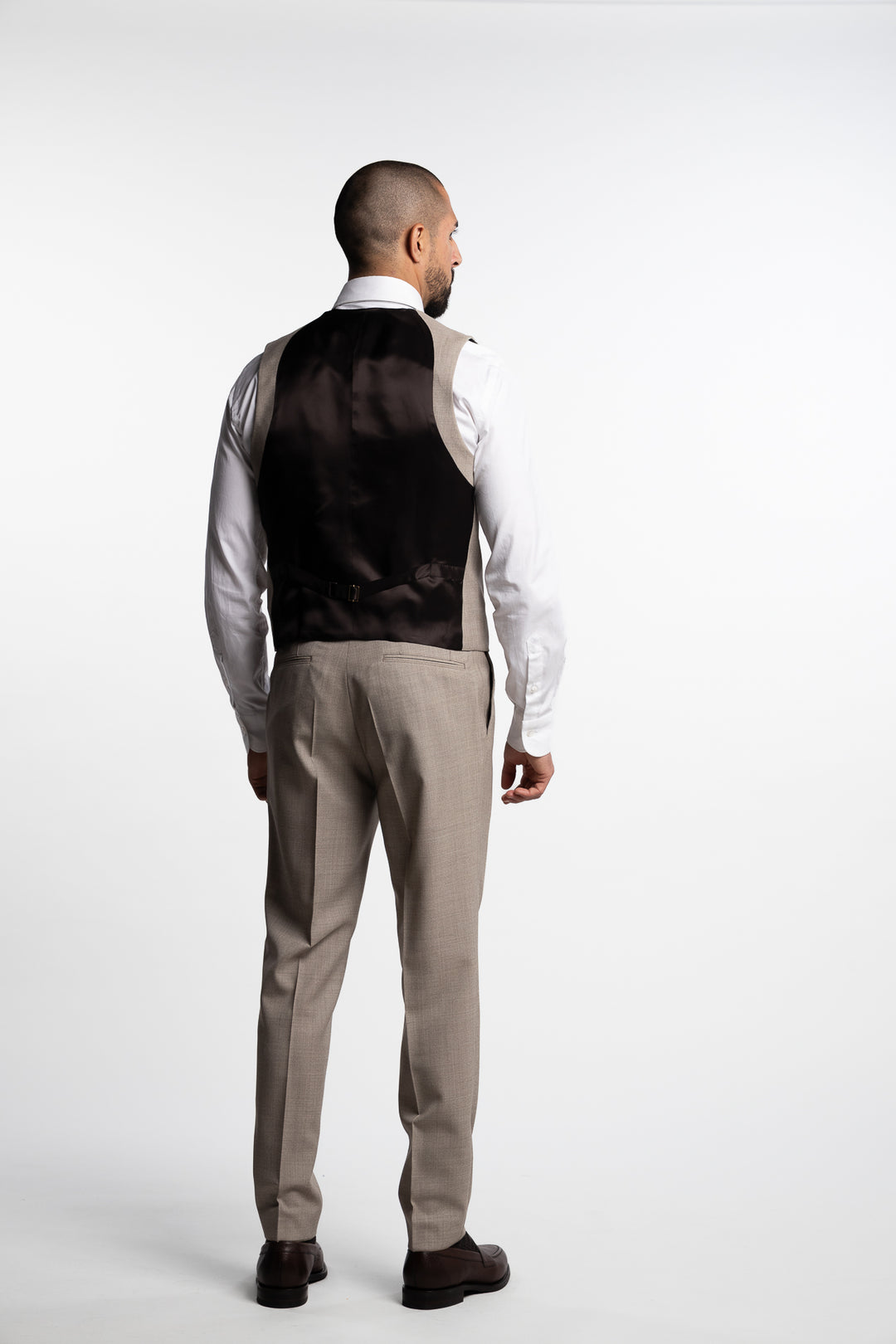 Veneto Slim Fit Wool Vest Brown Desert