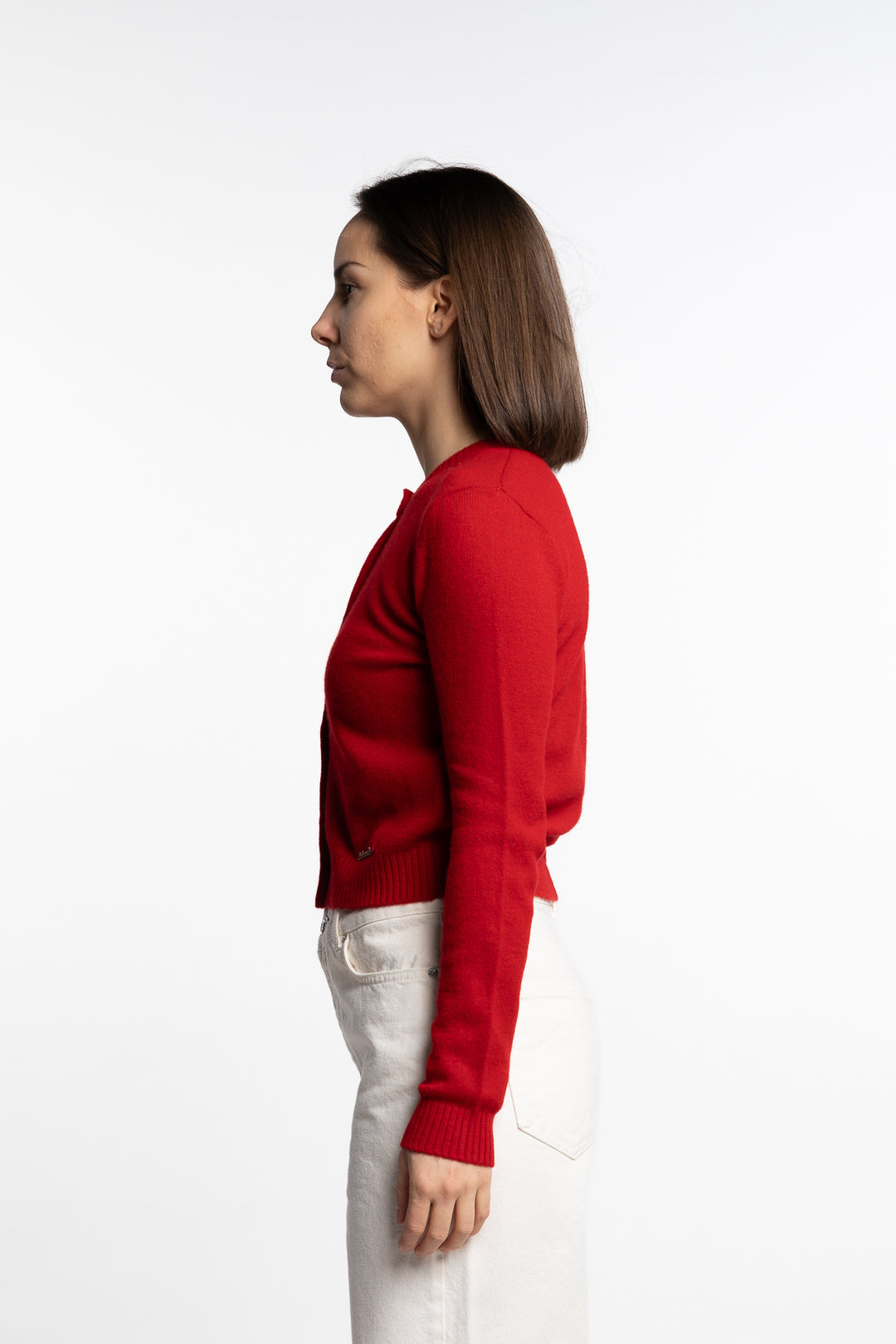 W. Cashmere Cardigan- Red