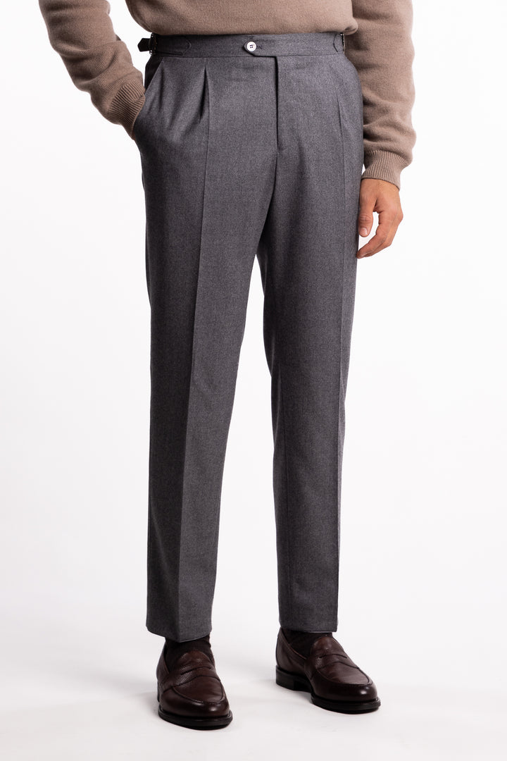 Prato Flannel Trousers Grey Melange