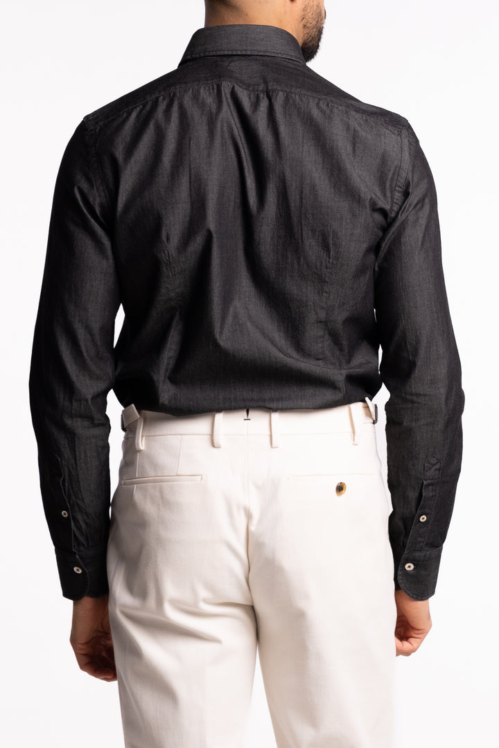Cotton Chambray Shirt Dark Grey Denim