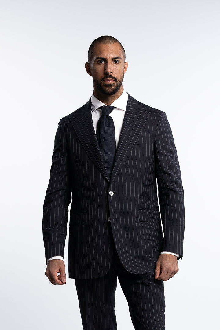 Faldo Regular Fit Wool Pinstripe Blazer Black