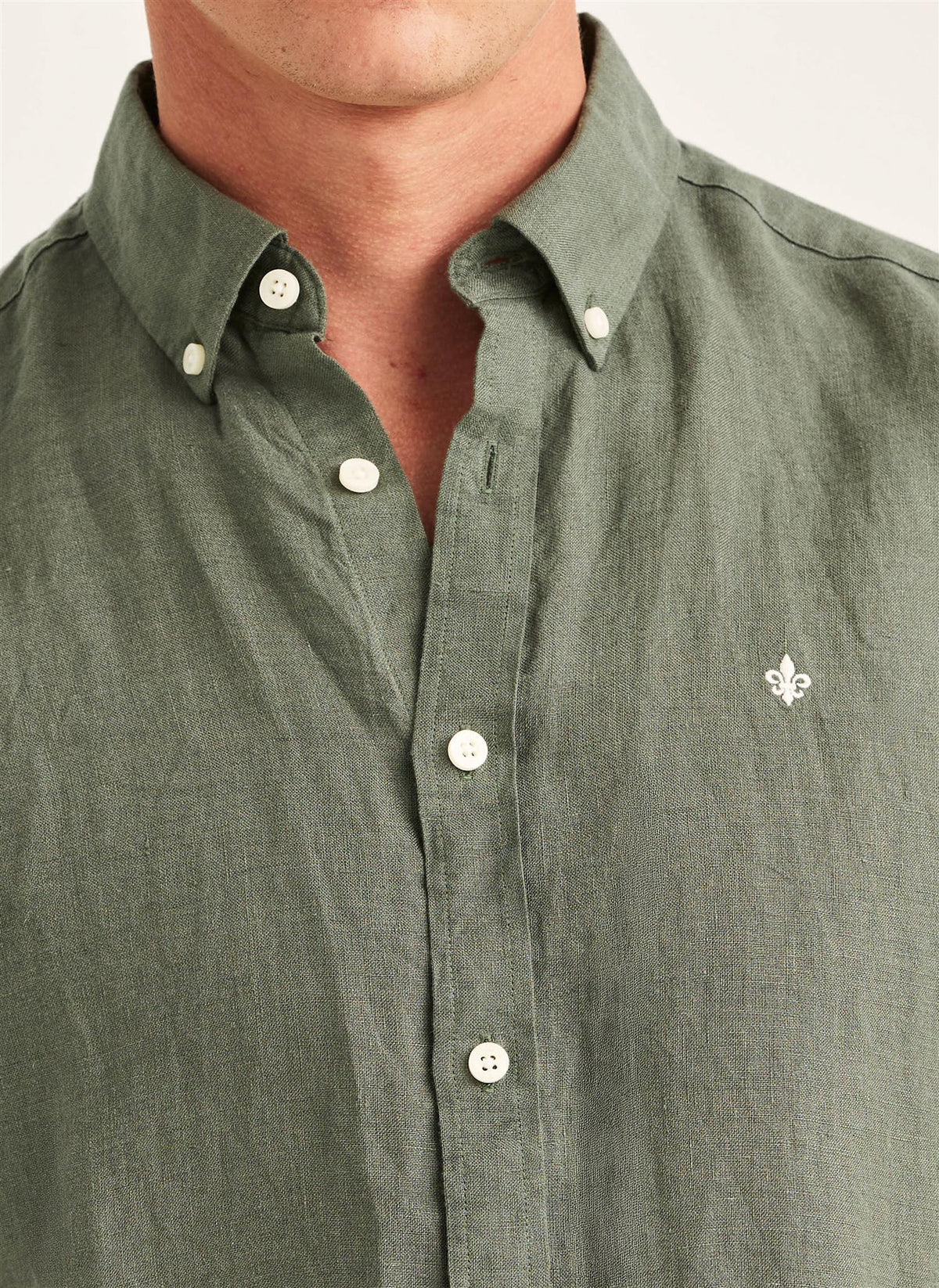 Douglas Classic Fit Linen Shirt Olive