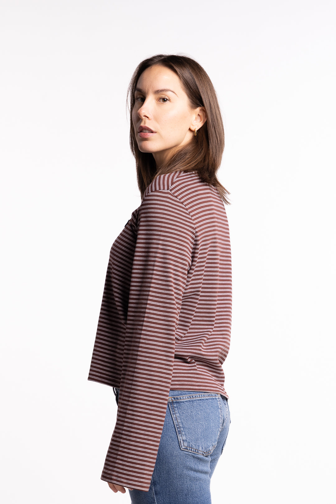 Street Stripe Long-Sleeve- Burgundy Stripe