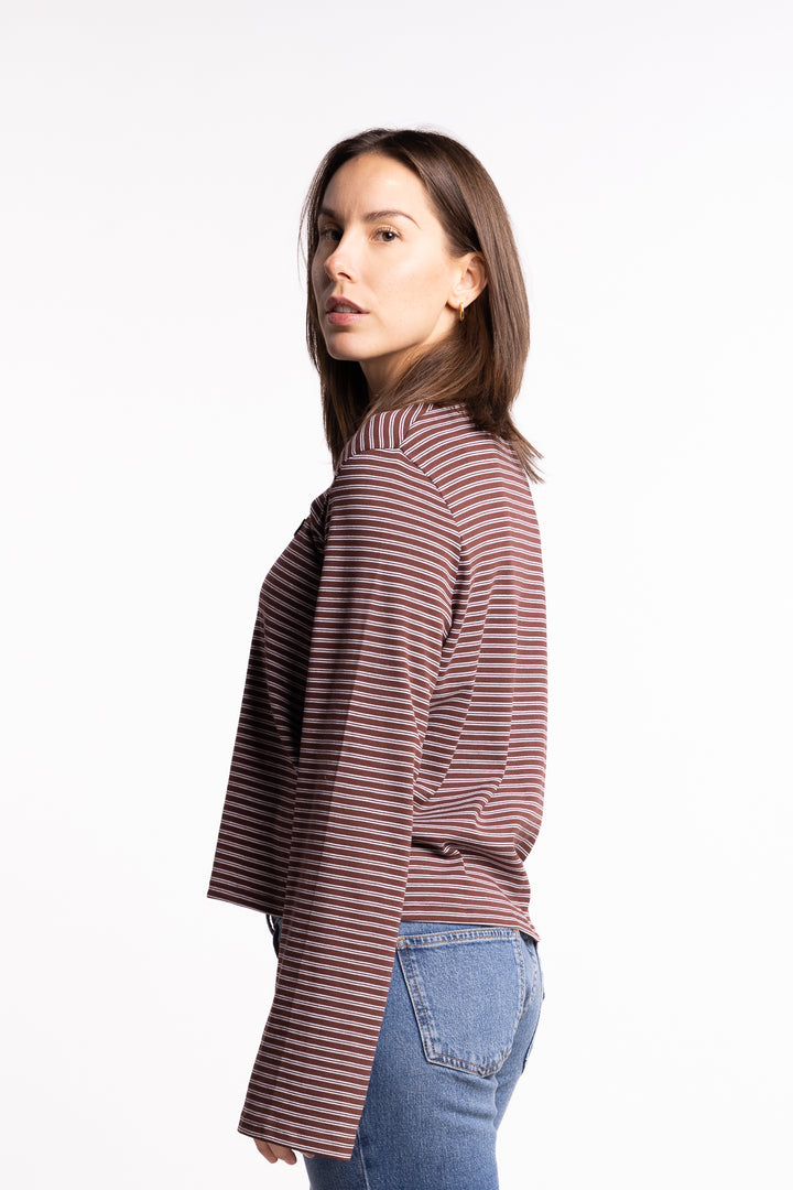 Street Stripe Long-Sleeve- Burgundy Stripe
