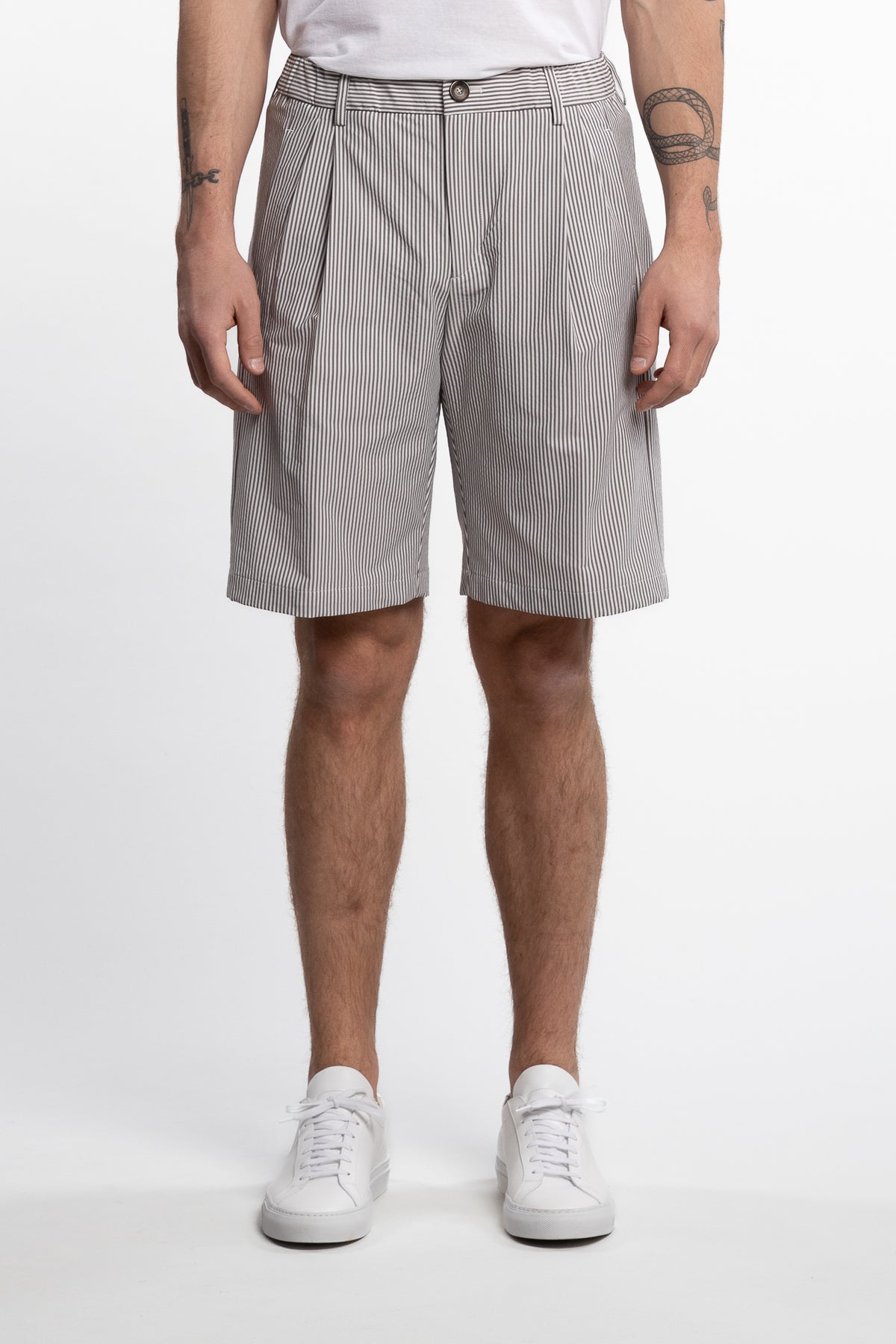 Bermuda Pleated Shorts Stripes