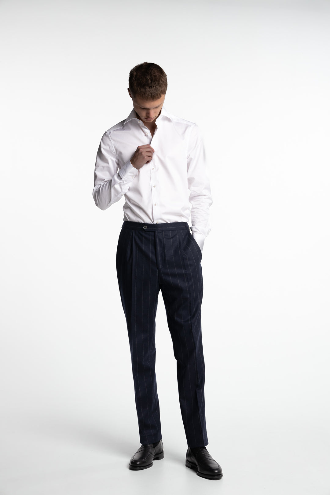 Prato Flannel Trousers Pinstripe Navy