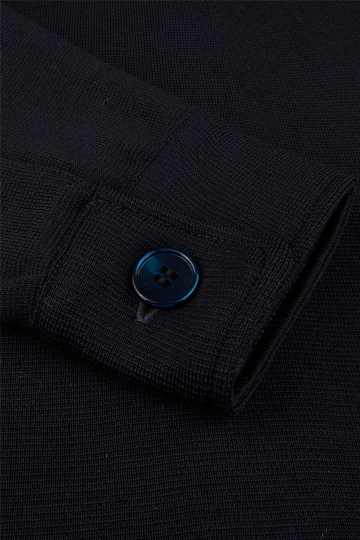 Knitted Merino Wool Overshirt Navy