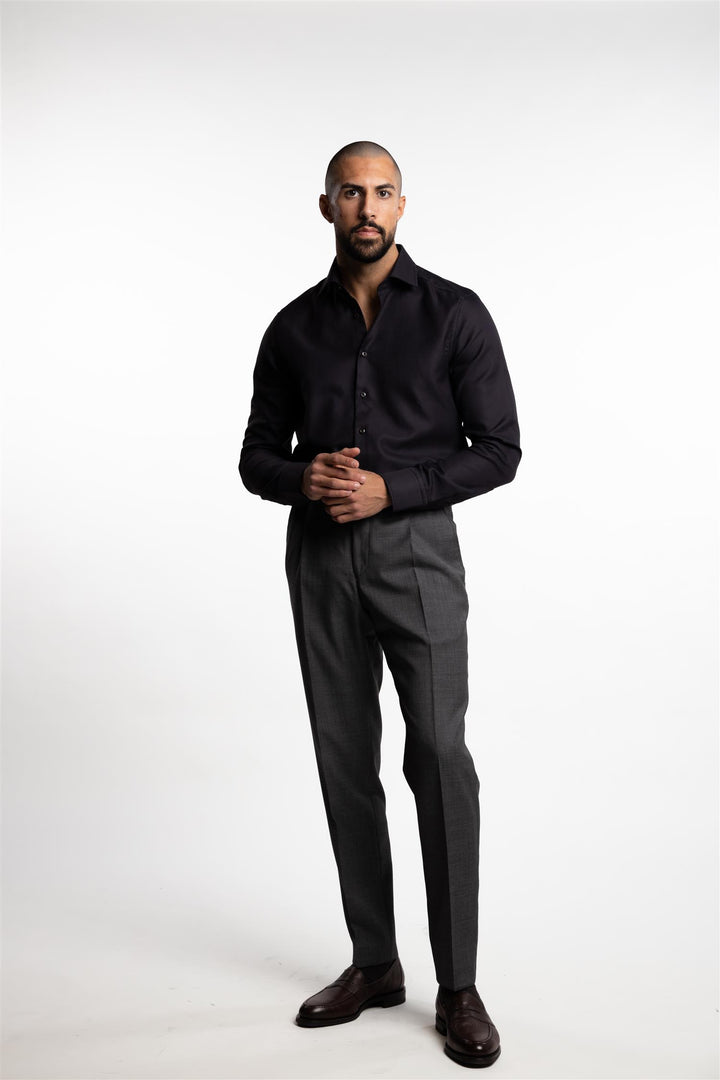 Slimline Texturized Twill Shirt Black