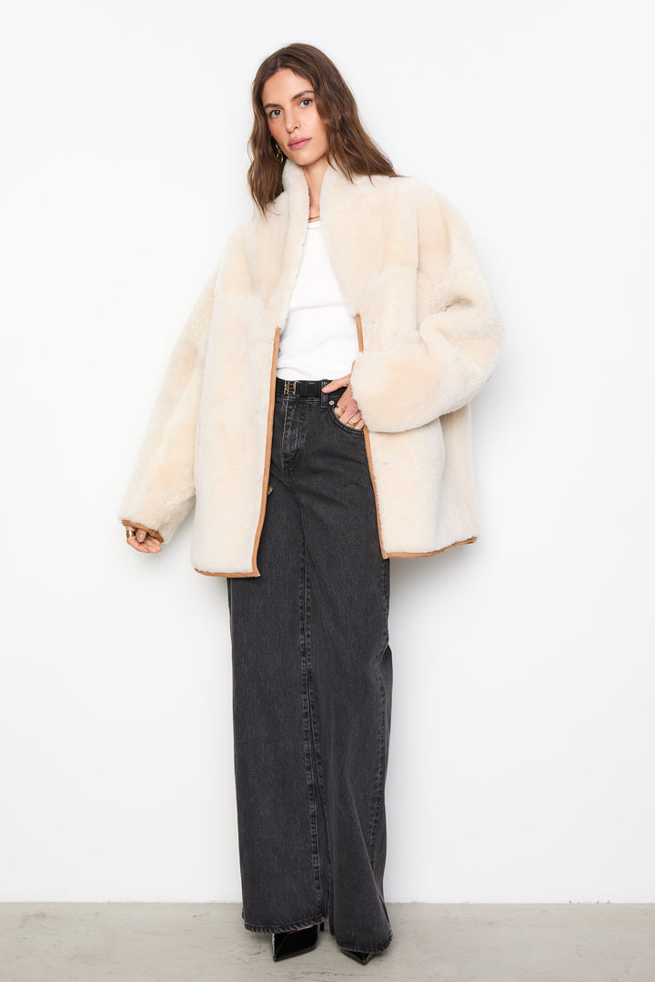 Melli Shearling Jacket- Camel Suede
