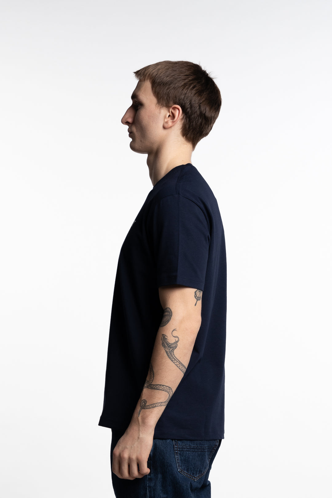 Printed Cotton Jersey T-shirt Navy