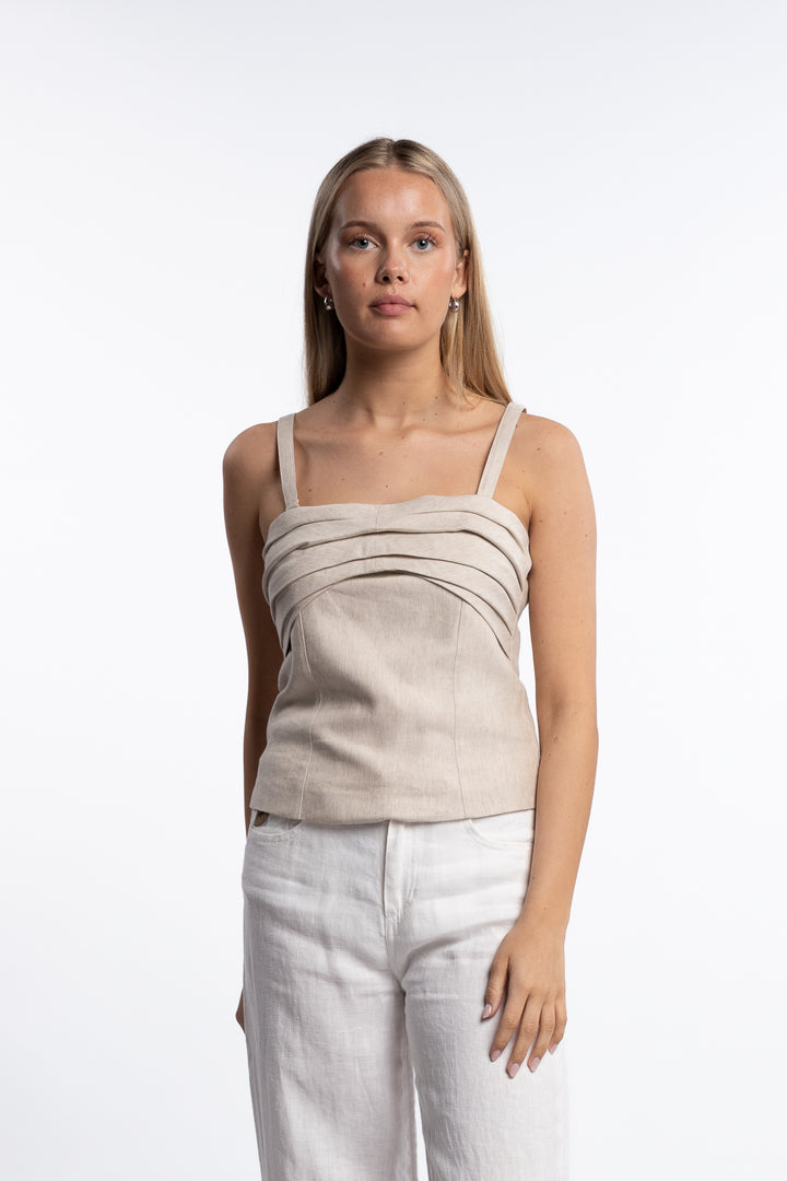 Izza Top- Light Sand Melange