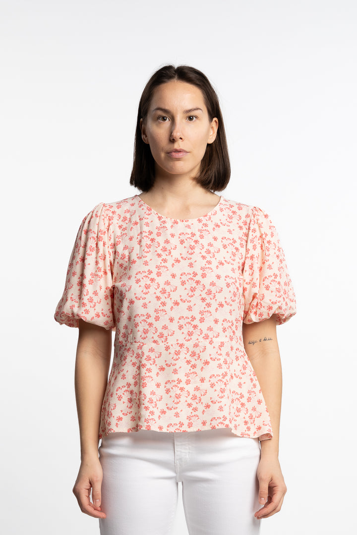 Athilda Blouse- Cream Pink Flower