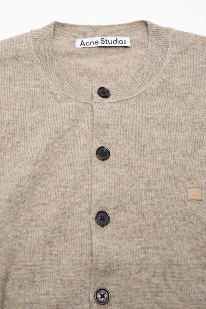 Fitted Cardigan Yak Wool- Greige Melange